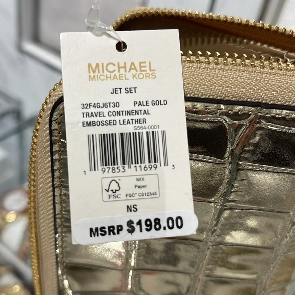 Michael Kors Gold Crocodile Embossed Wallet